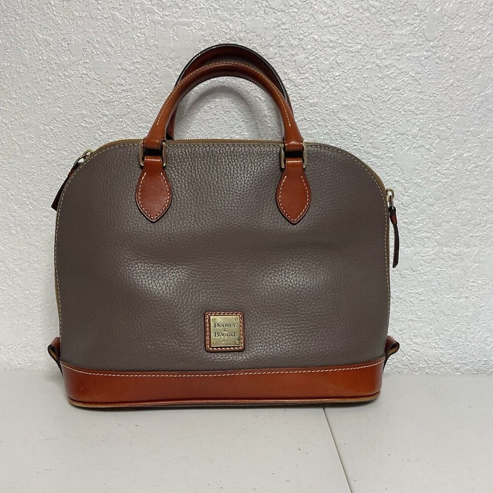 Rooney & Bourke Pebble Grain Zip Leather Satchel-elephant